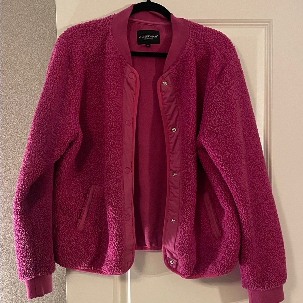 Velvet Heart Magenta Bomber Jacket